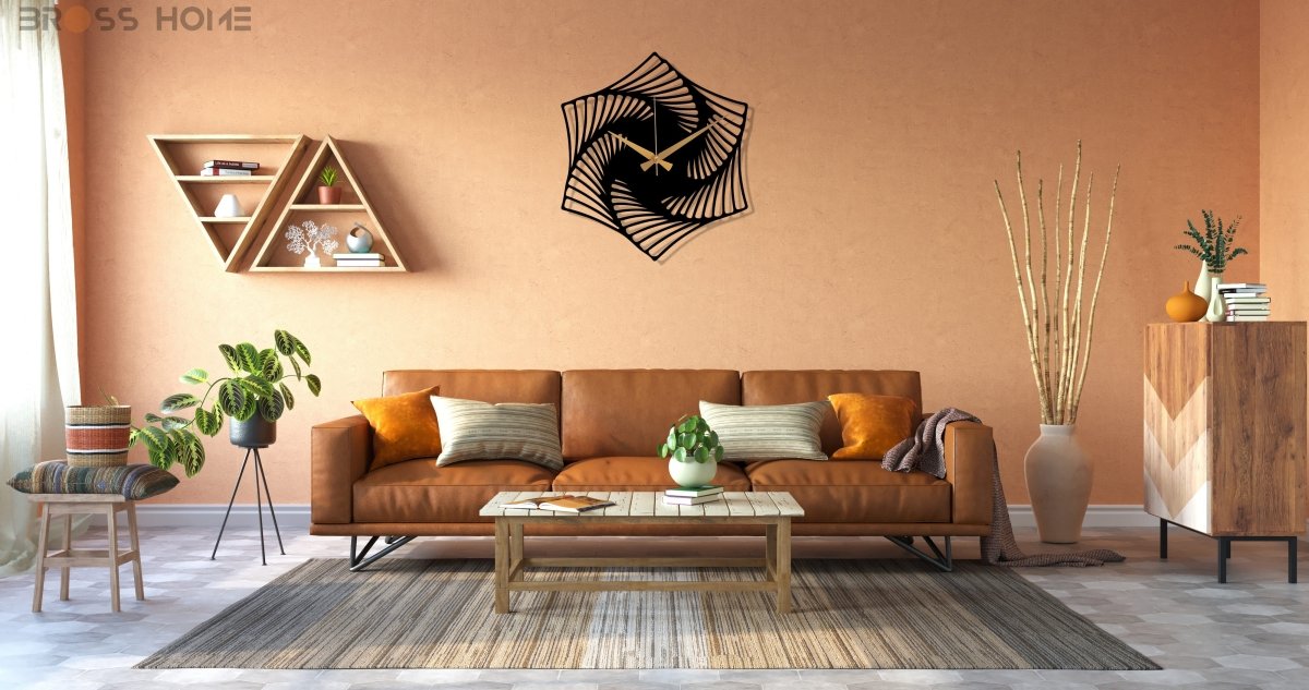 Large Black Metal Wall Clock - BrossHome Metal Wall Art