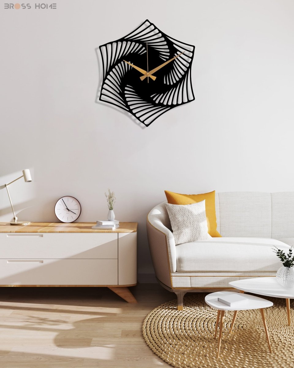 Large Black Metal Wall Clock - BrossHome Metal Wall Art