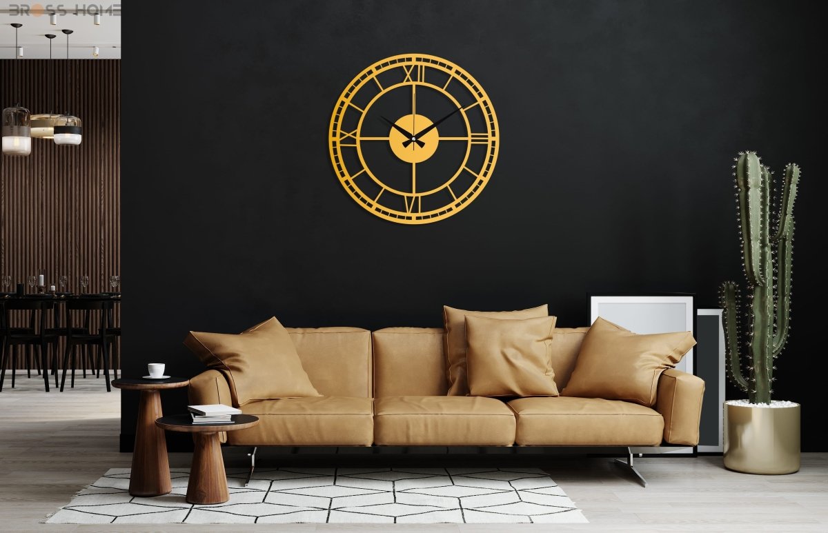 Large Black Wrought Iron Clock - BrossHome Metal Wall Art