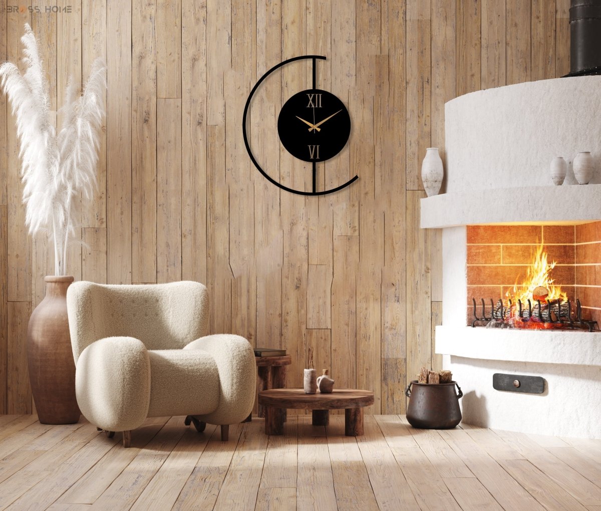 Large Contemporary Metal Wall Clock - BrossHome Metal Wall Art
