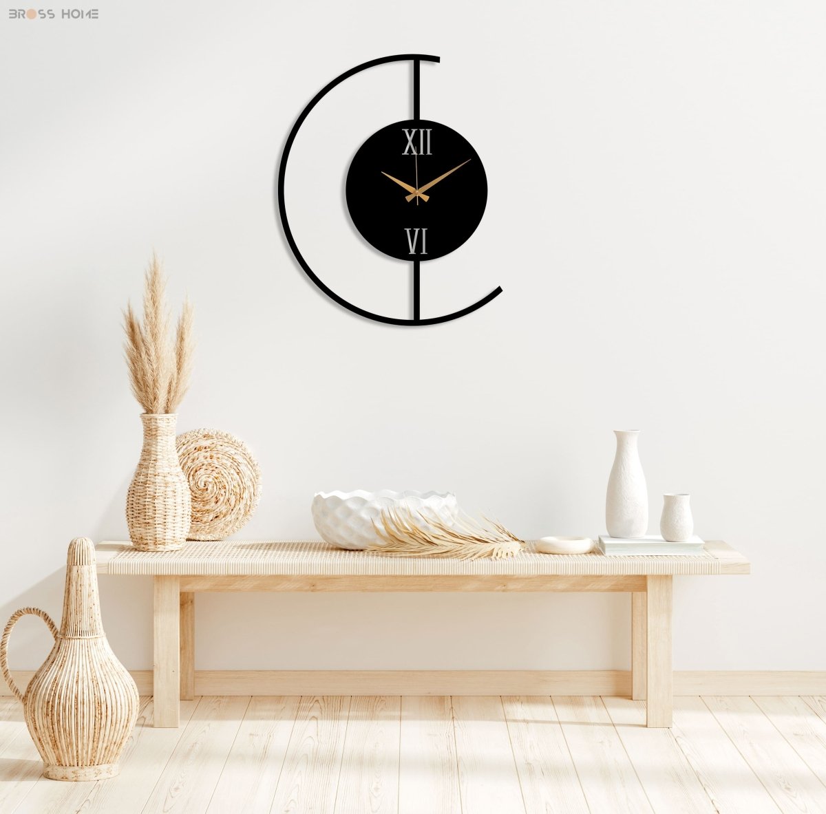 Large Contemporary Metal Wall Clock - BrossHome Metal Wall Art