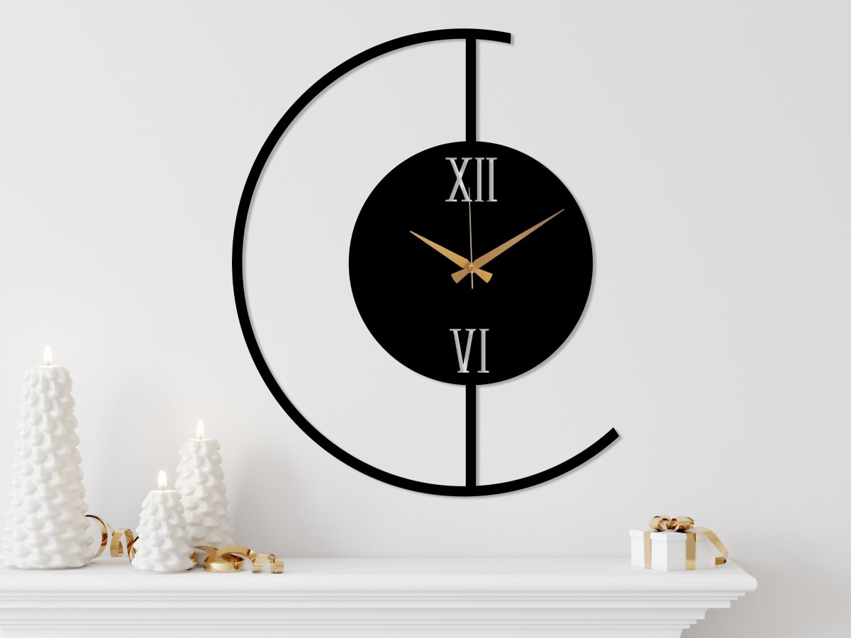 Large Contemporary Metal Wall Clock - BrossHome Metal Wall Art