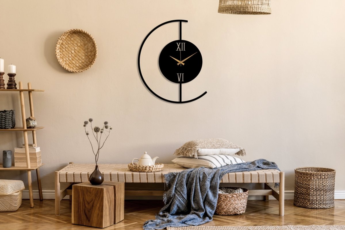 Large Contemporary Metal Wall Clock - BrossHome Metal Wall Art