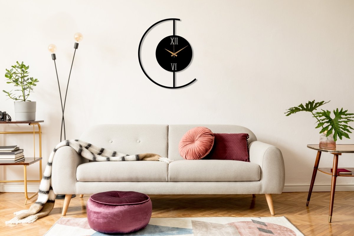 Large Contemporary Metal Wall Clock - BrossHome Metal Wall Art