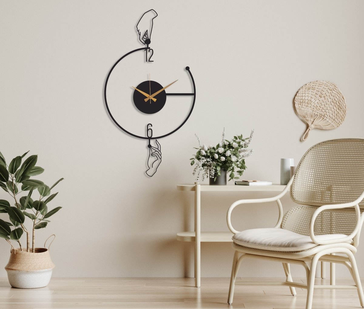 Large Minimalist Modern Metal Wall Clock - BrossHome Metal Wall Art