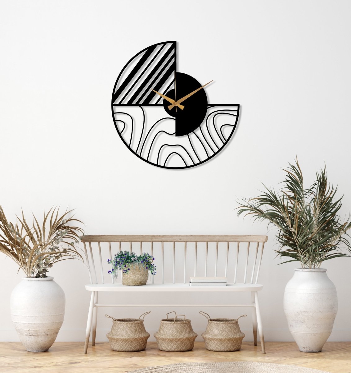 Large Minimalist Wall Clock - BrossHome Metal Wall Art