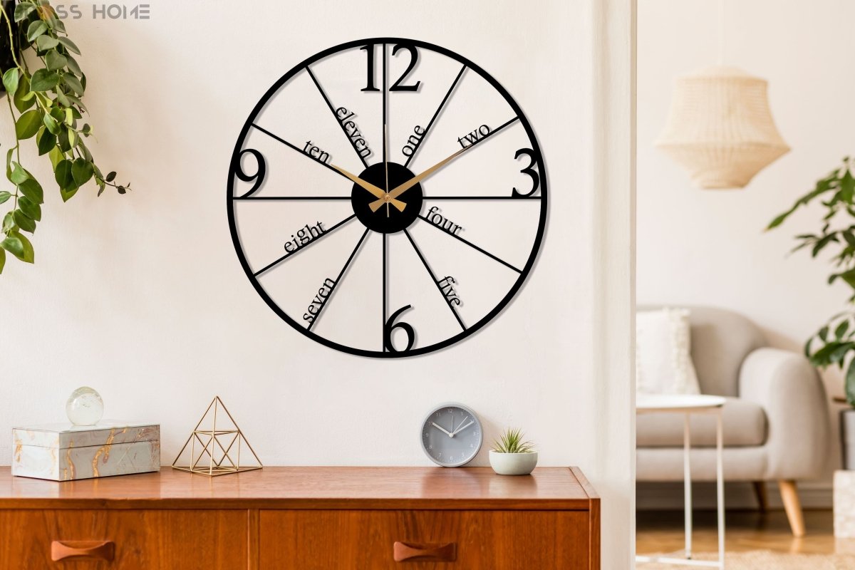 Large Retro Nostalgic Wall Clock - BrossHome Metal Wall Art