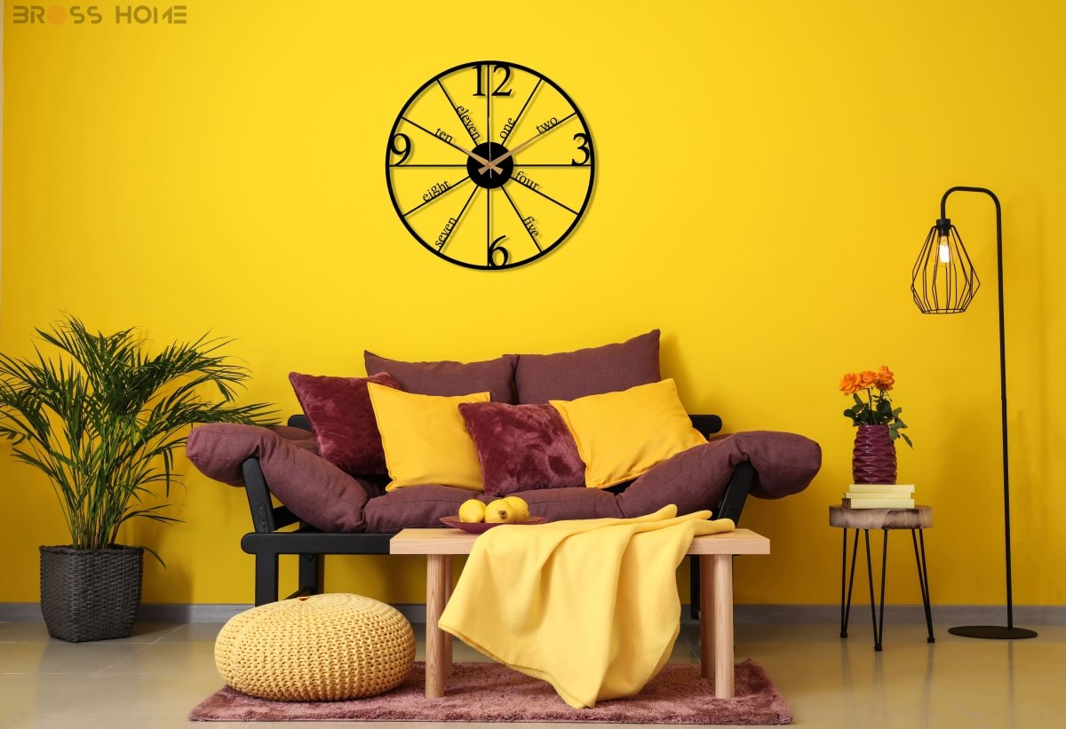 Large Retro Nostalgic Wall Clock - BrossHome Metal Wall Art