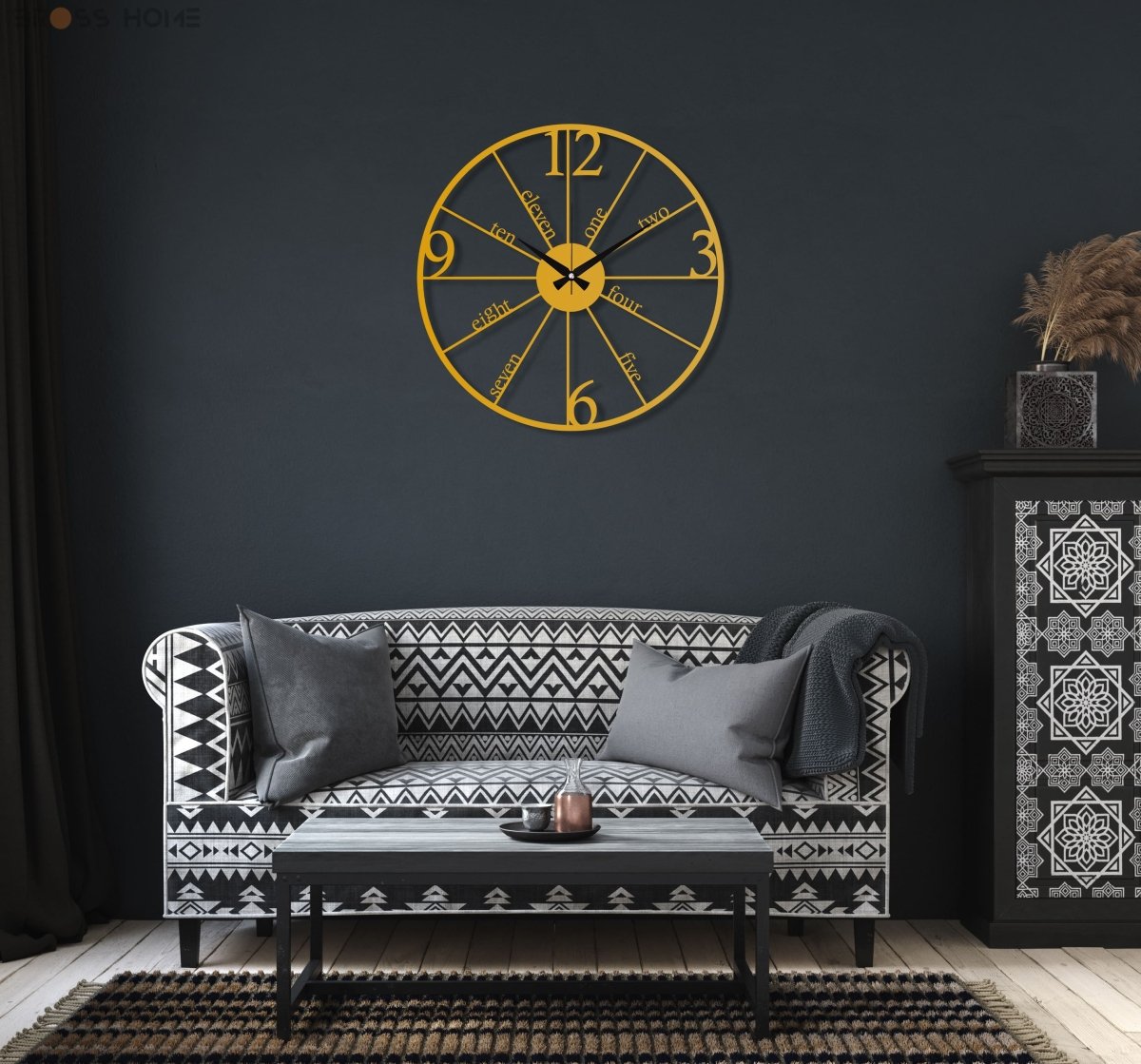 Large Retro Nostalgic Wall Clock - BrossHome Metal Wall Art