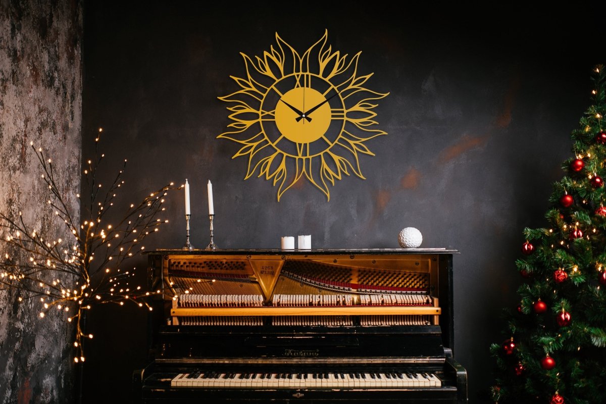 Large Sunflower Wall Clock - BrossHome Metal Wall Art