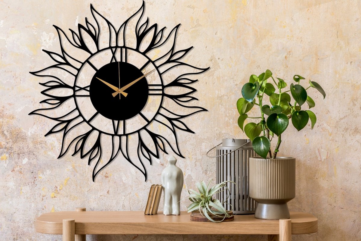 Large Sunflower Wall Clock - BrossHome Metal Wall Art