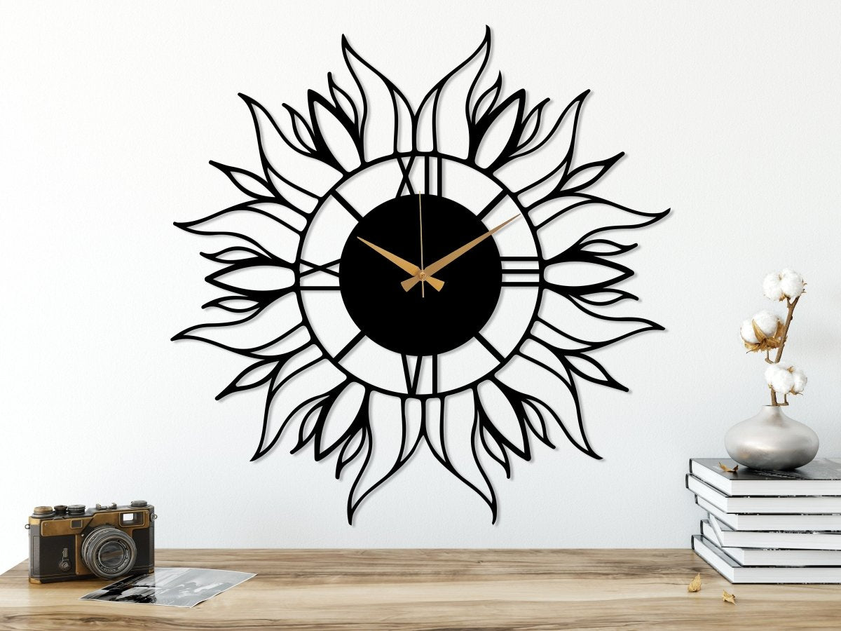 Large Sunflower Wall Clock - BrossHome Metal Wall Art