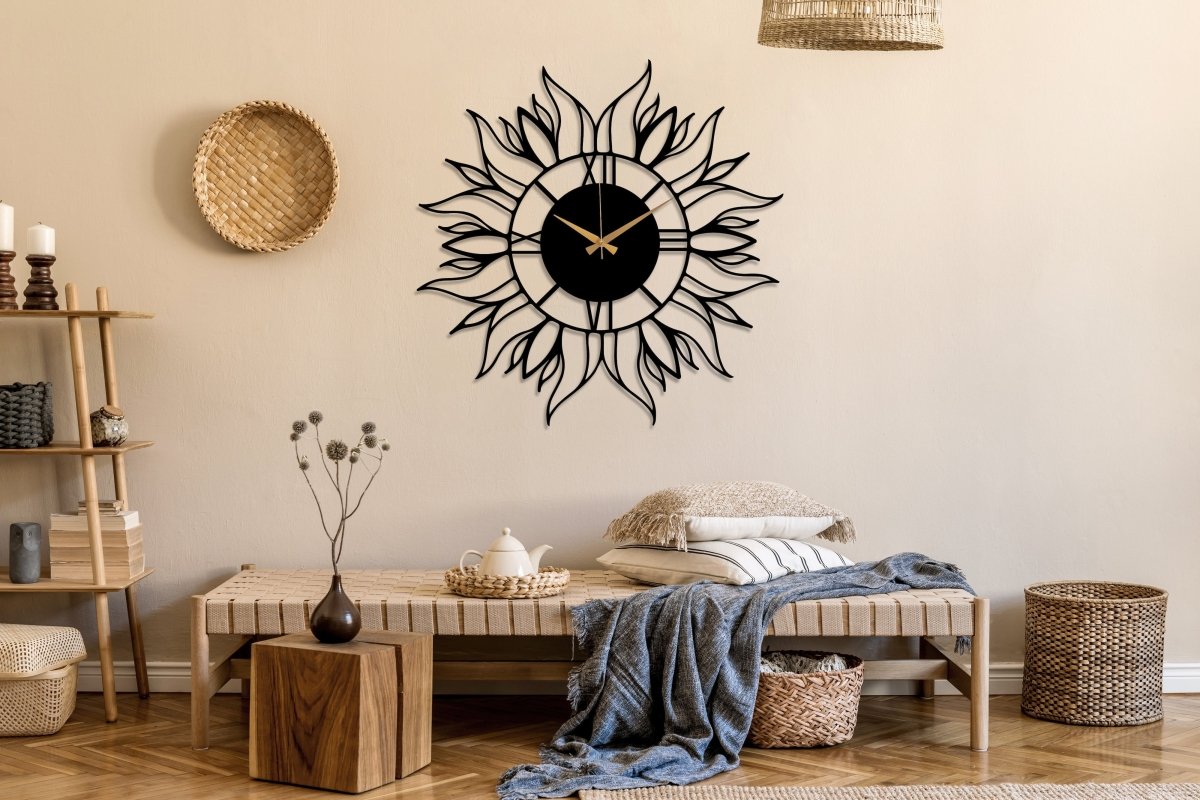 Large Sunflower Wall Clock - BrossHome Metal Wall Art