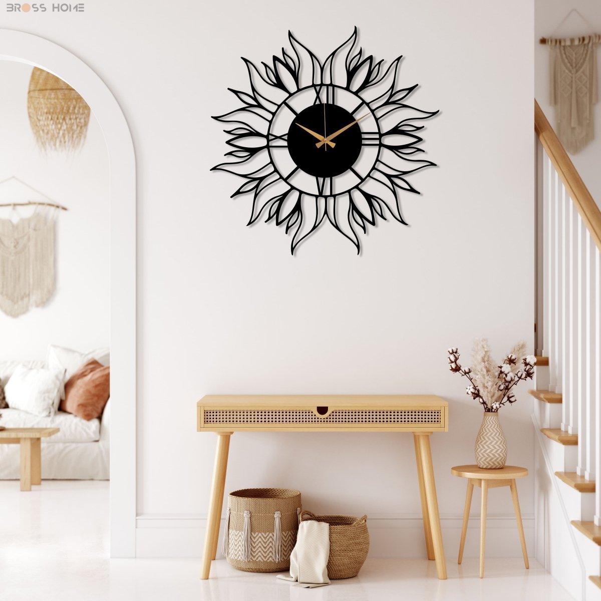 Large Sunflower Wall Clock - BrossHome Metal Wall Art