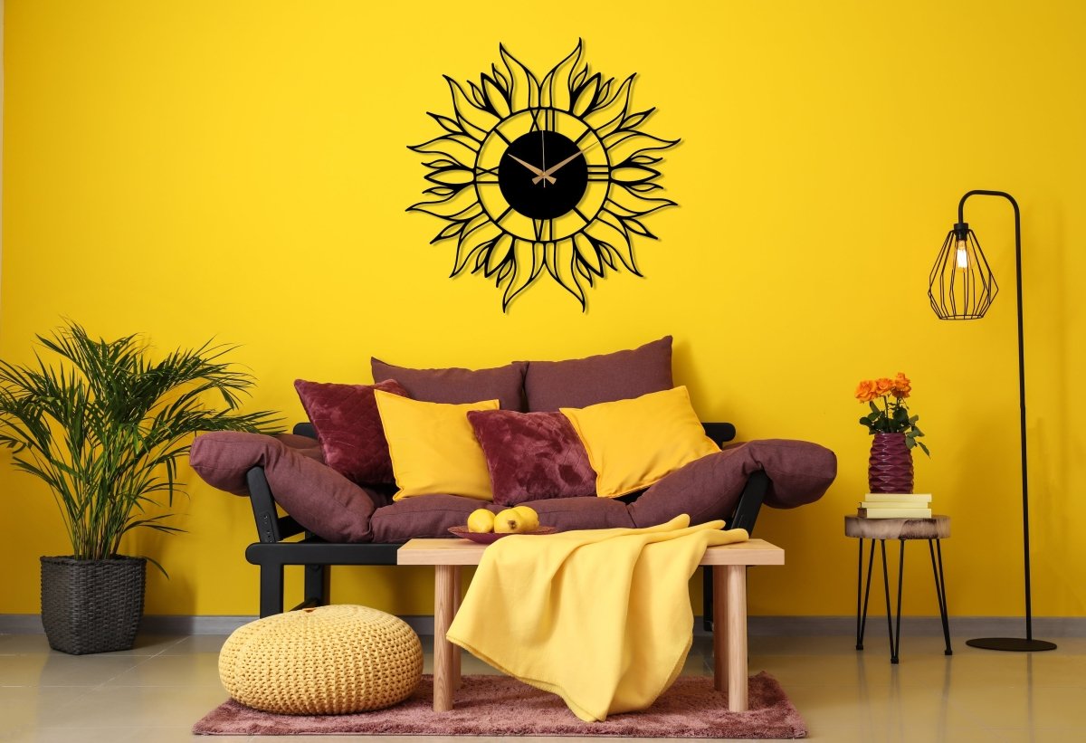 Large Sunflower Wall Clock - BrossHome Metal Wall Art