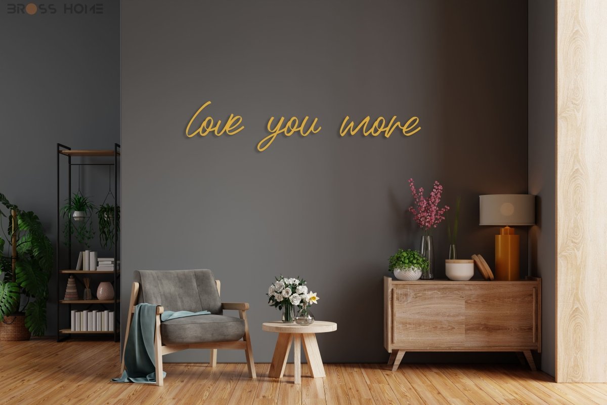 Love You More Sign Above Bed - BrossHome Metal Wall Art