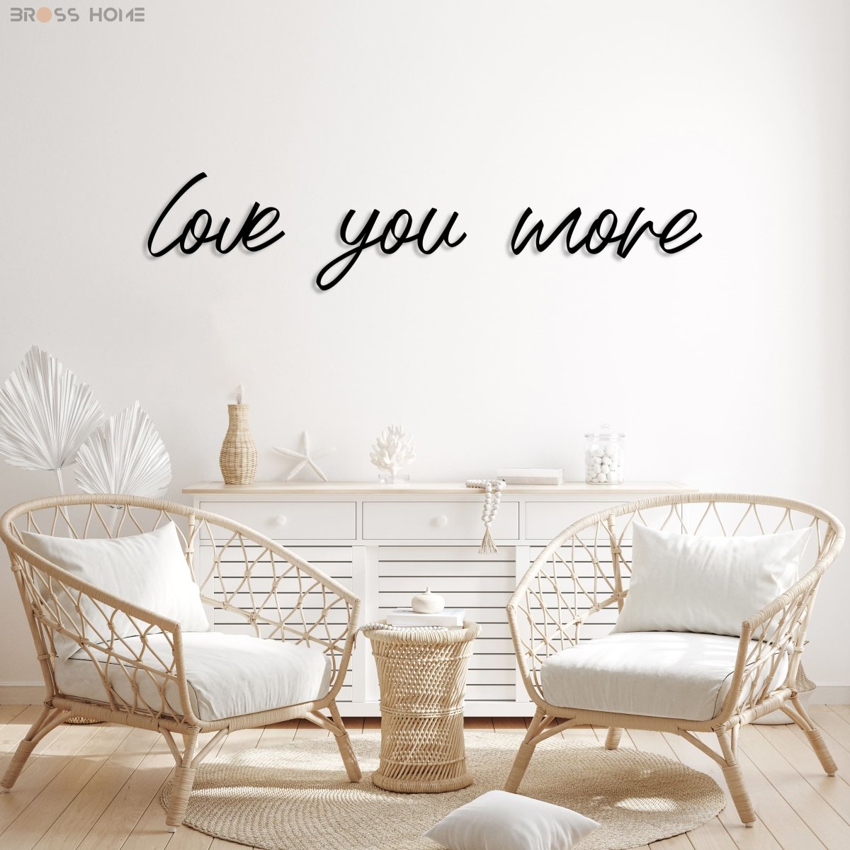 Love You More Sign Above Bed - BrossHome Metal Wall Art