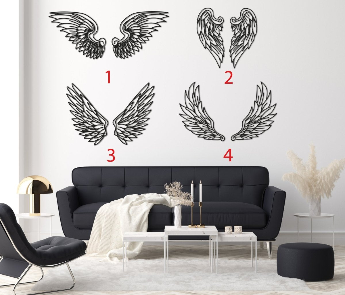 Metal Angel Wings Wall Decor (Set Of 2) - BrossHome Metal Wall Art