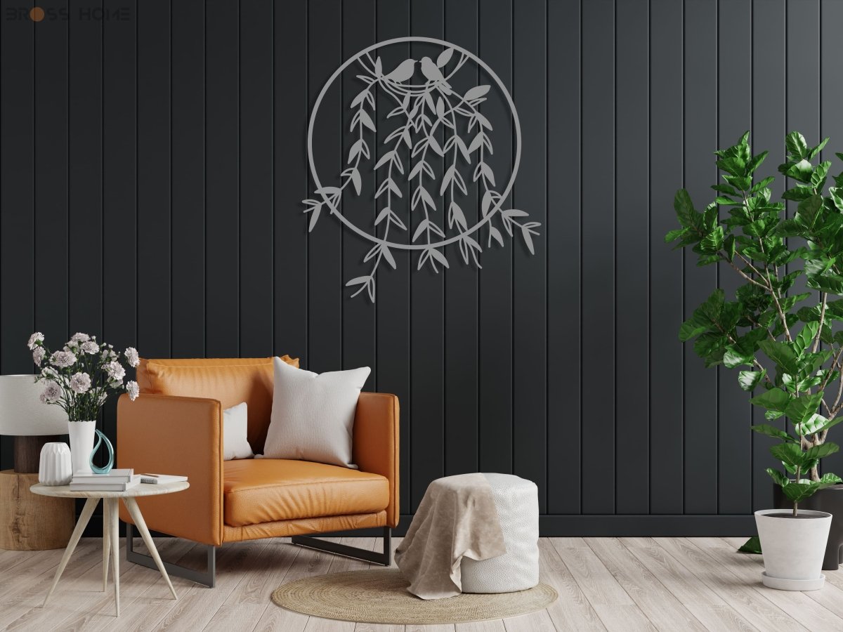Metal Birds On Branch Wall Decor - BrossHome Metal Wall Art