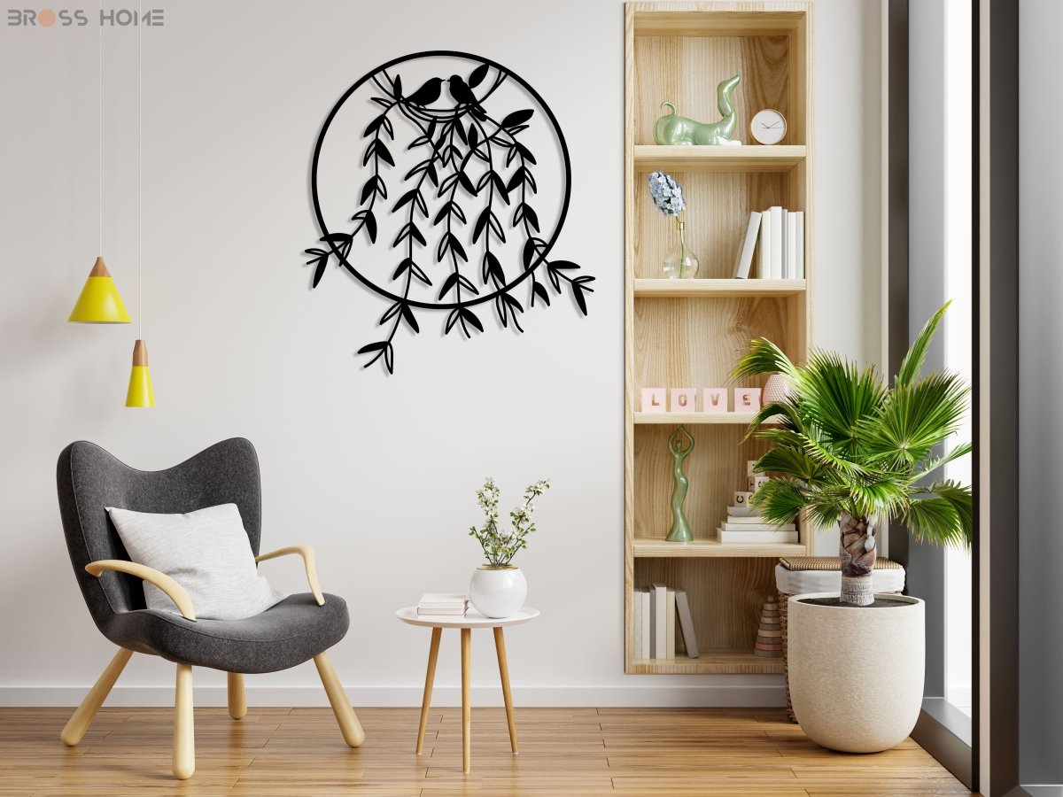 Metal Birds On Branch Wall Decor - BrossHome Metal Wall Art