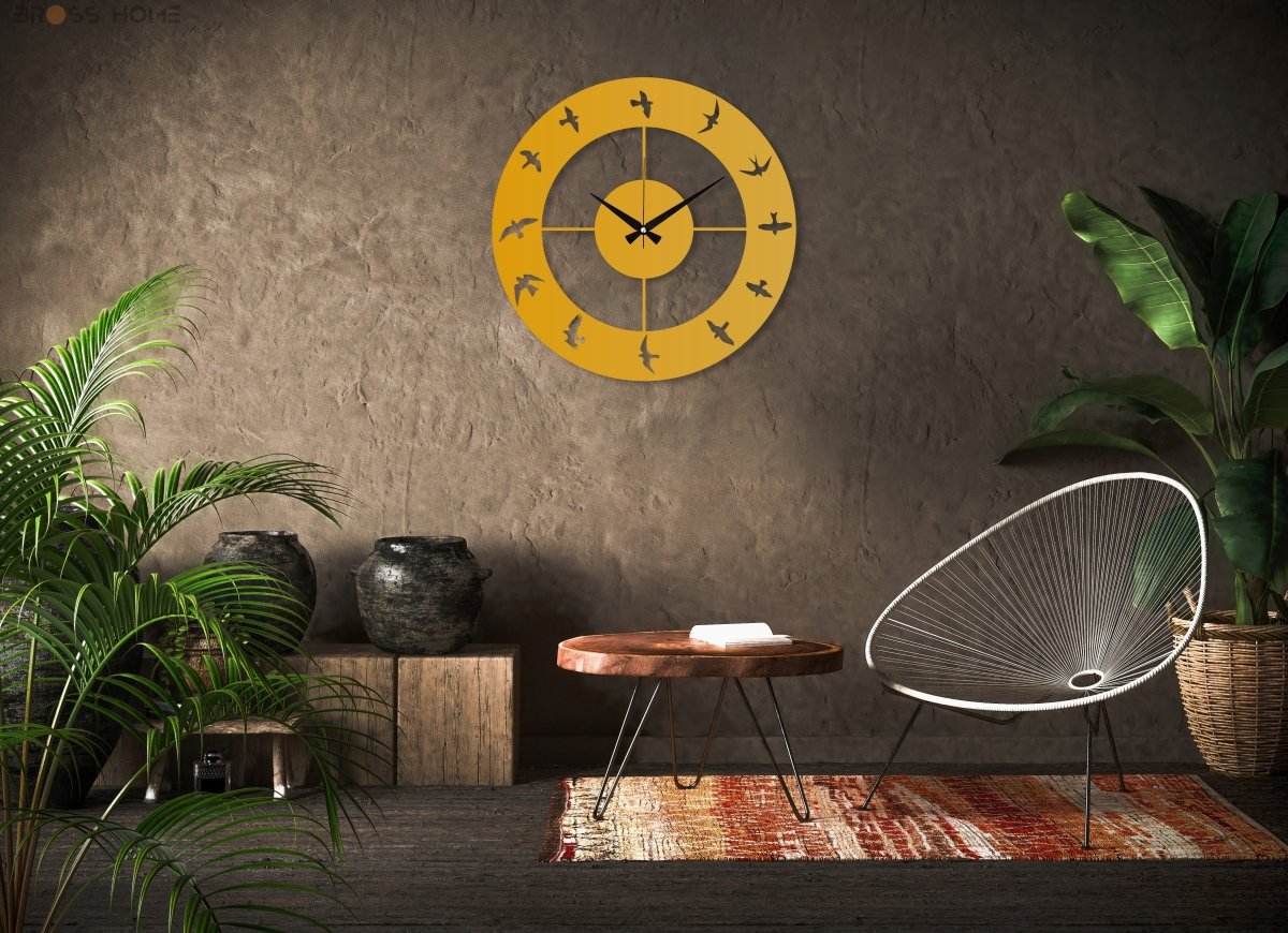 Metal Birds Wall Clock - BrossHome Metal Wall Art