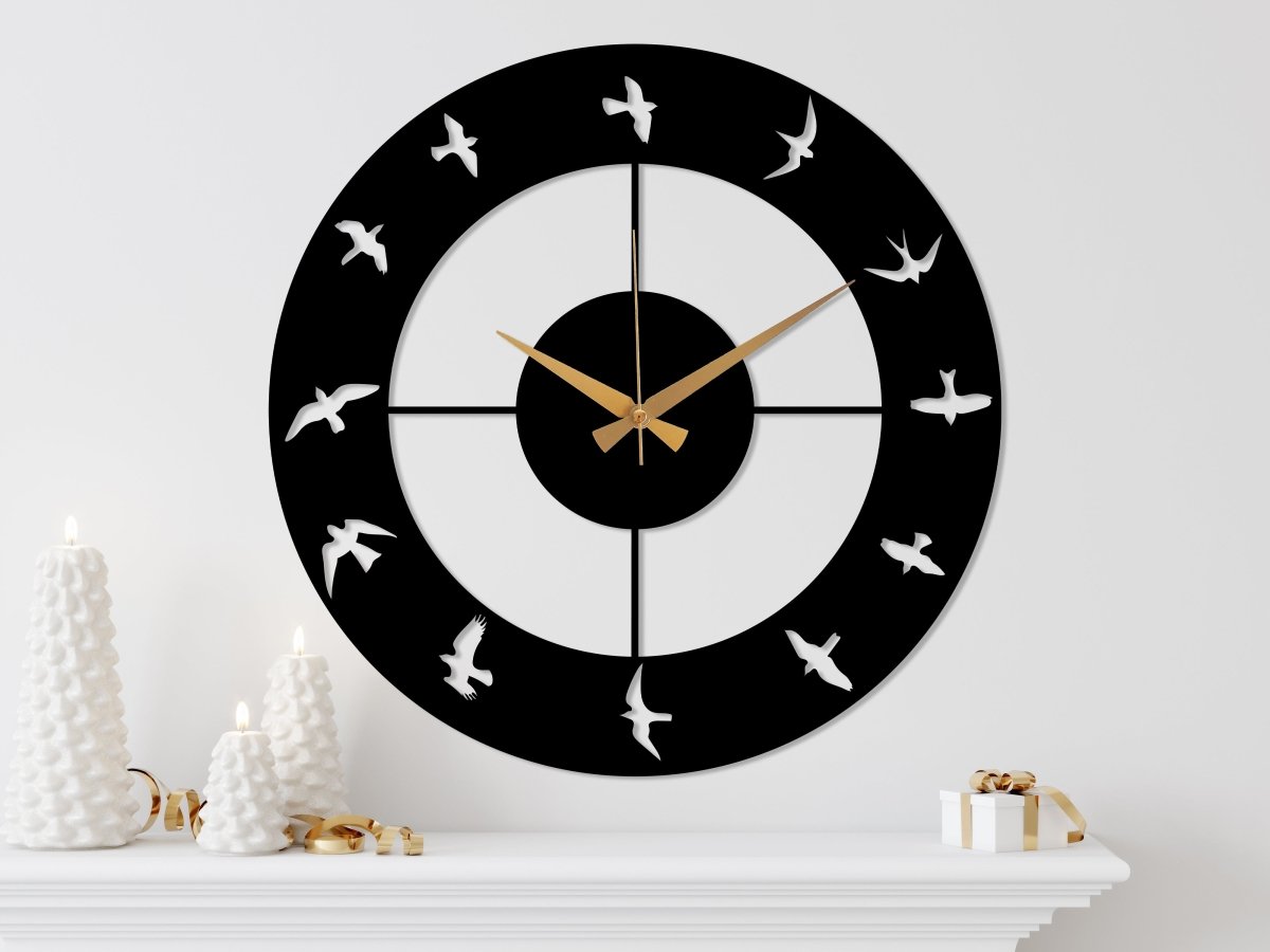 Metal Birds Wall Clock - BrossHome Metal Wall Art