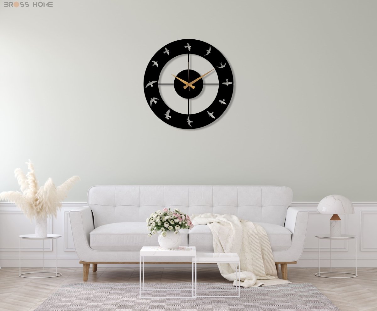 Metal Birds Wall Clock - BrossHome Metal Wall Art