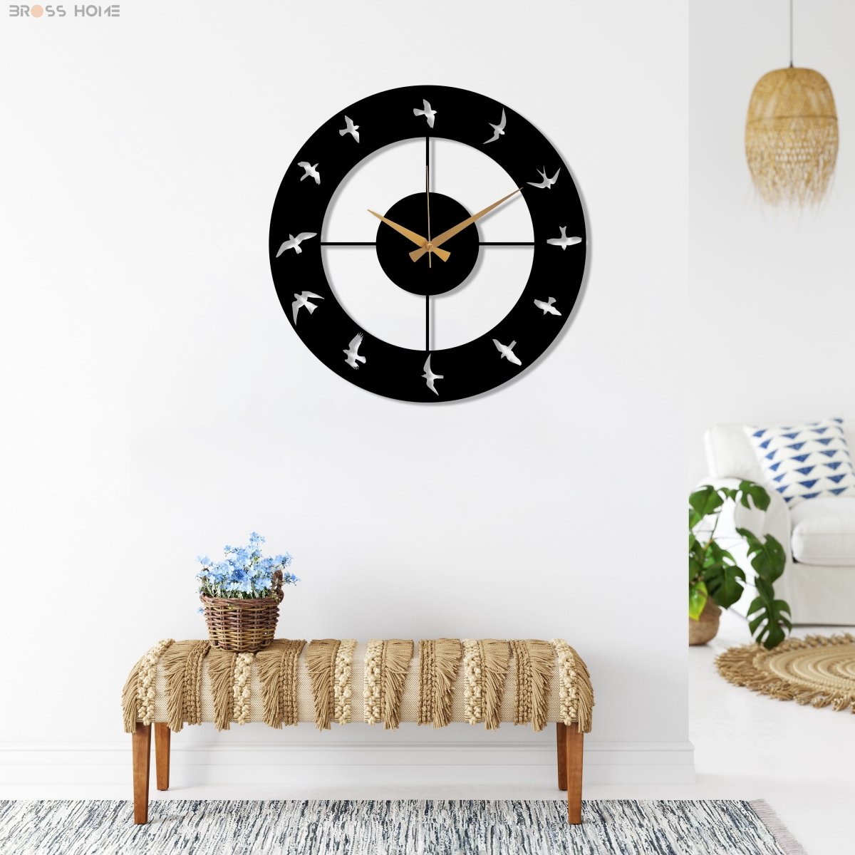 Metal Birds Wall Clock - BrossHome Metal Wall Art
