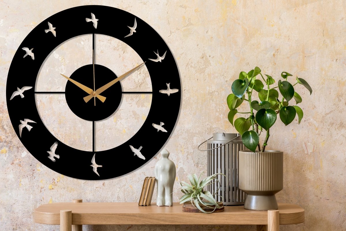 Metal Birds Wall Clock - BrossHome Metal Wall Art