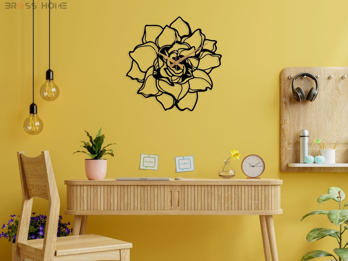 Metal Flower Wall Clock - BrossHome Metal Wall Art