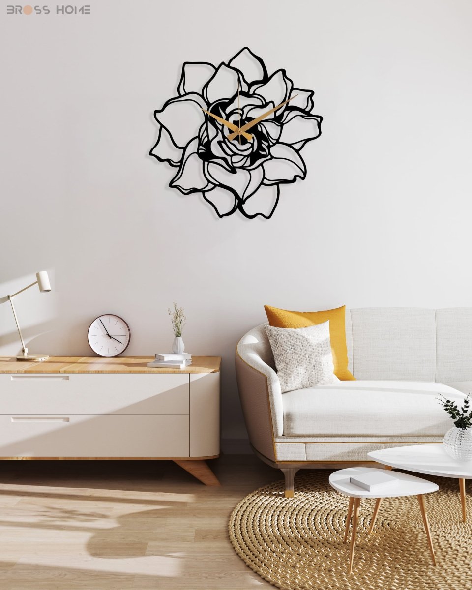Metal Flower Wall Clock - BrossHome Metal Wall Art