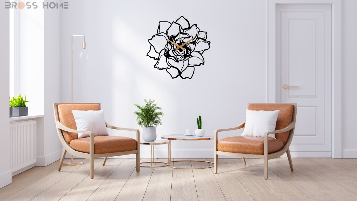 Metal Flower Wall Clock - BrossHome Metal Wall Art