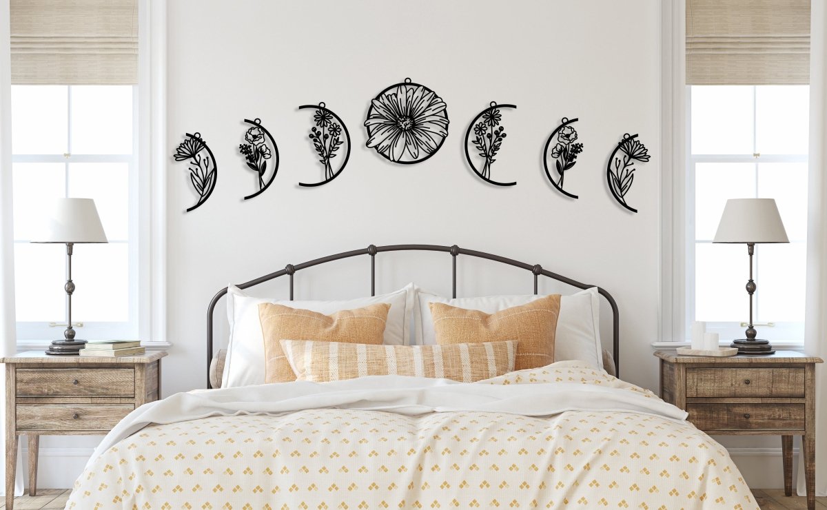 Metal Moon Phase Wall Decor - BrossHome – BrossHome Metal Wall Art