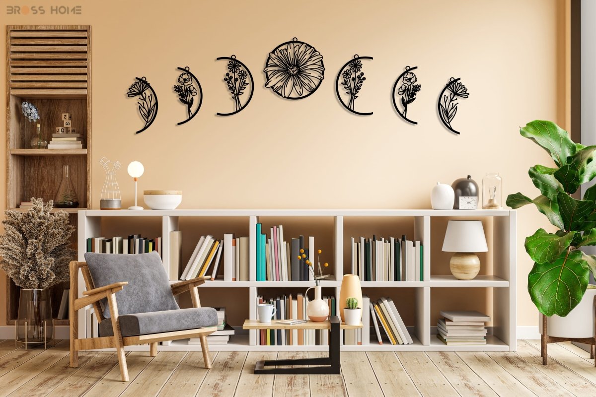 Metal Moon Phase Wall Decor - BrossHome Metal Wall Art
