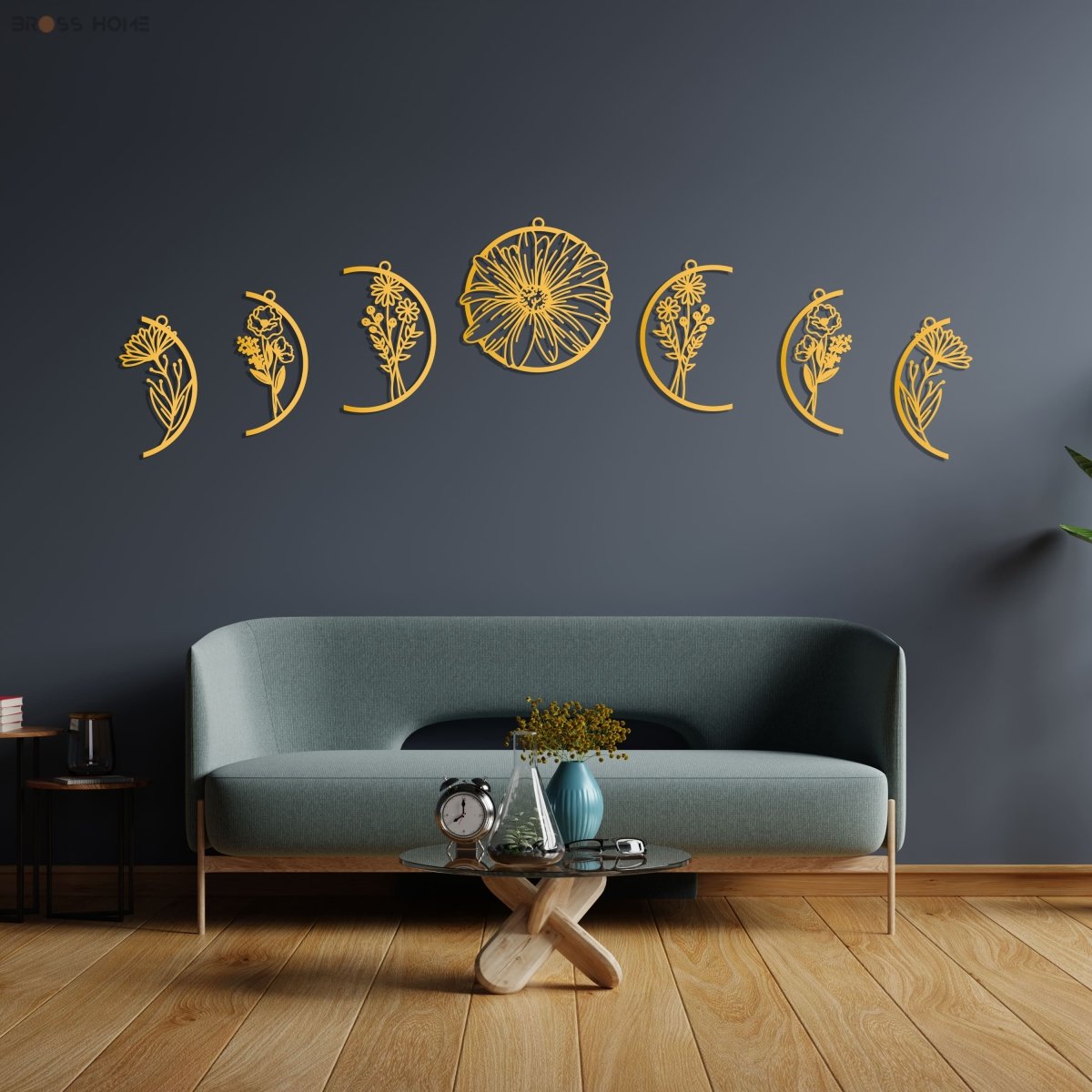 Metal Moon Phase Wall Decor - BrossHome Metal Wall Art