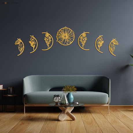 Metal Moon Phase Wall Decor - BrossHome Metal Wall Art