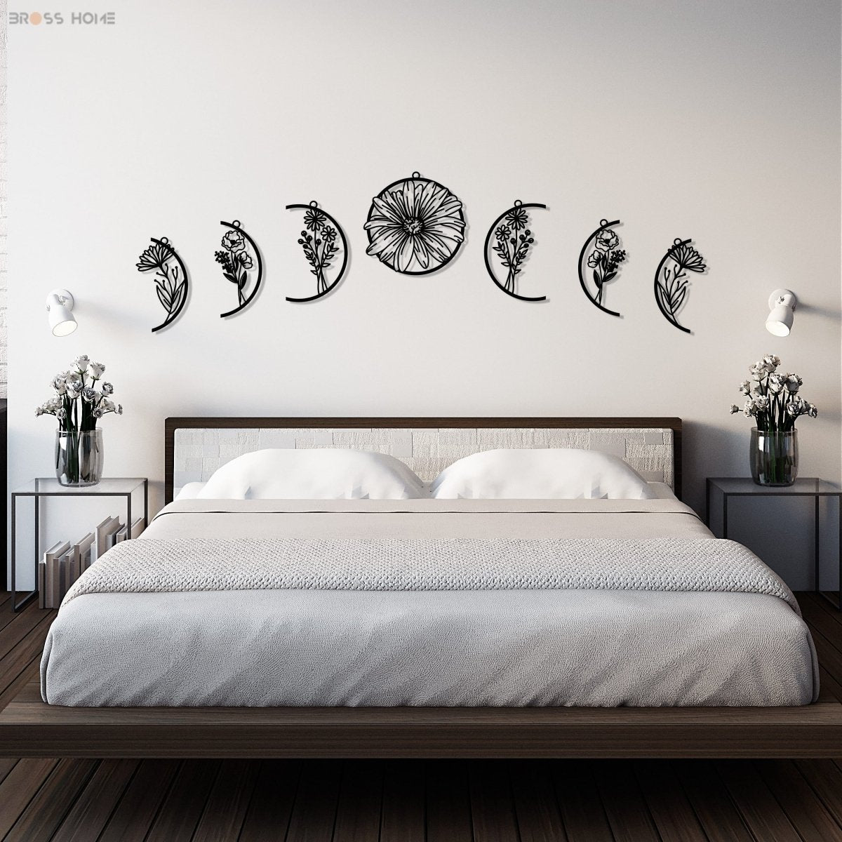 Metal Moon Phase Wall Decor - BrossHome Metal Wall Art