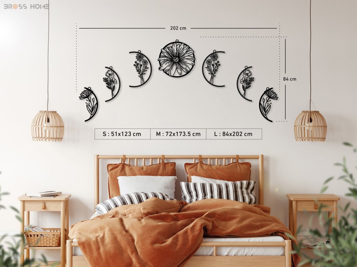 Metal Moon Phase Wall Decor - BrossHome Metal Wall Art