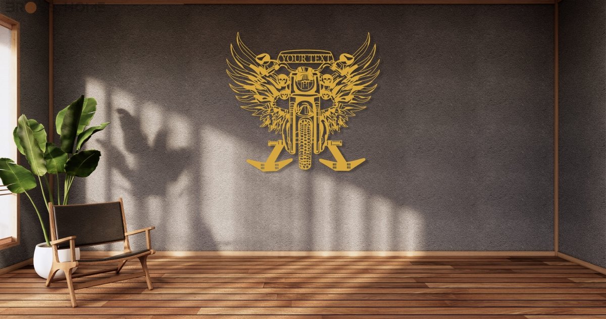 Metal Motorcycle Wall Art, Helmet Holder - BrossHome Metal Wall Art