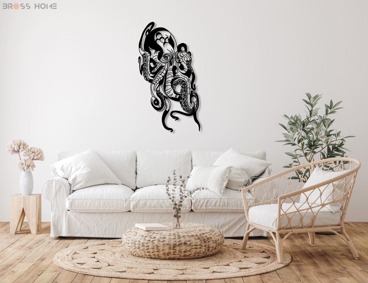 Metal Octopus Wall Art - BrossHome Metal Wall Art