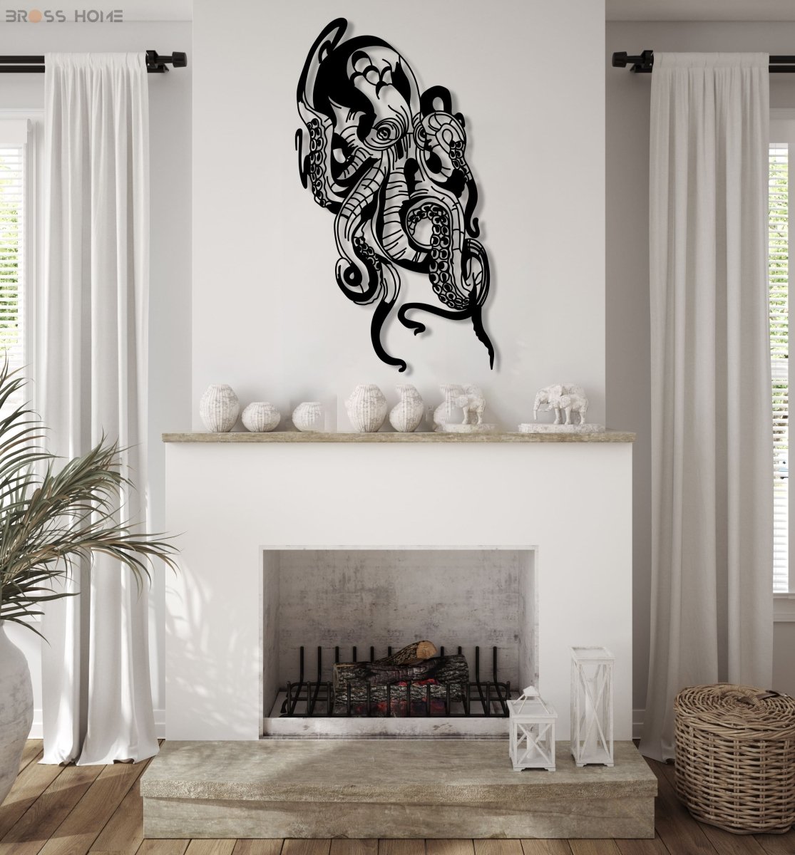 Metal Octopus Wall Art - BrossHome Metal Wall Art