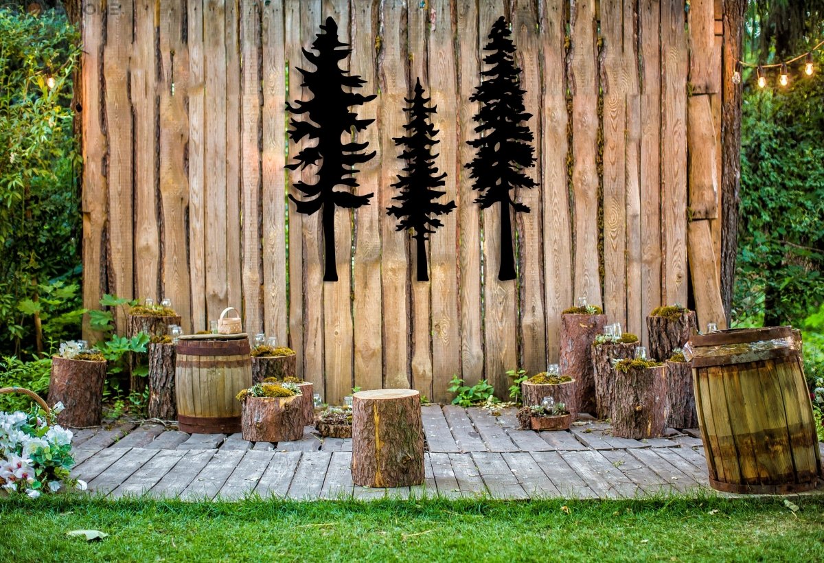 Metal Pine Tree Wall Art (Set Of 3) - BrossHome Metal Wall Art