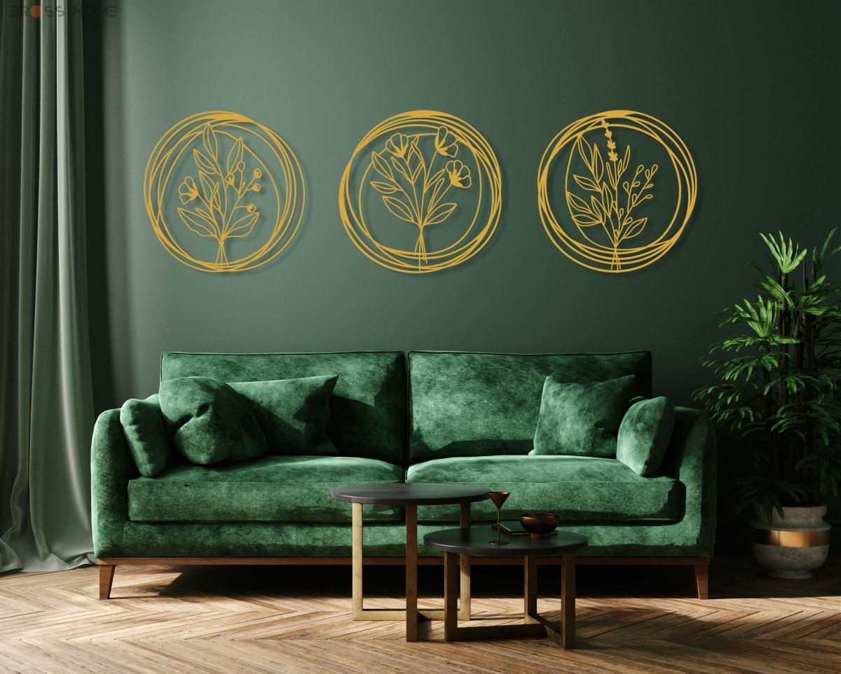 Metal Poppy Wall Art (Set Of 3) - BrossHome Metal Wall Art