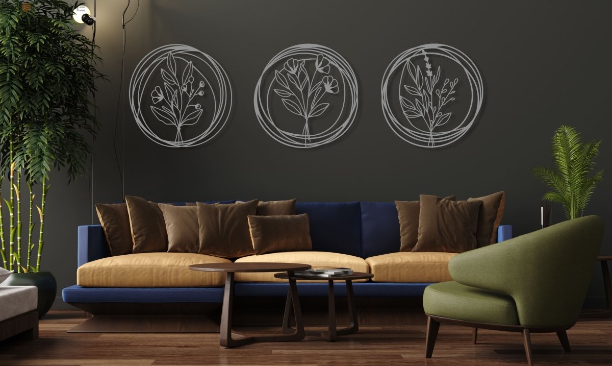 Metal Poppy Wall Art (Set Of 3) - BrossHome Metal Wall Art