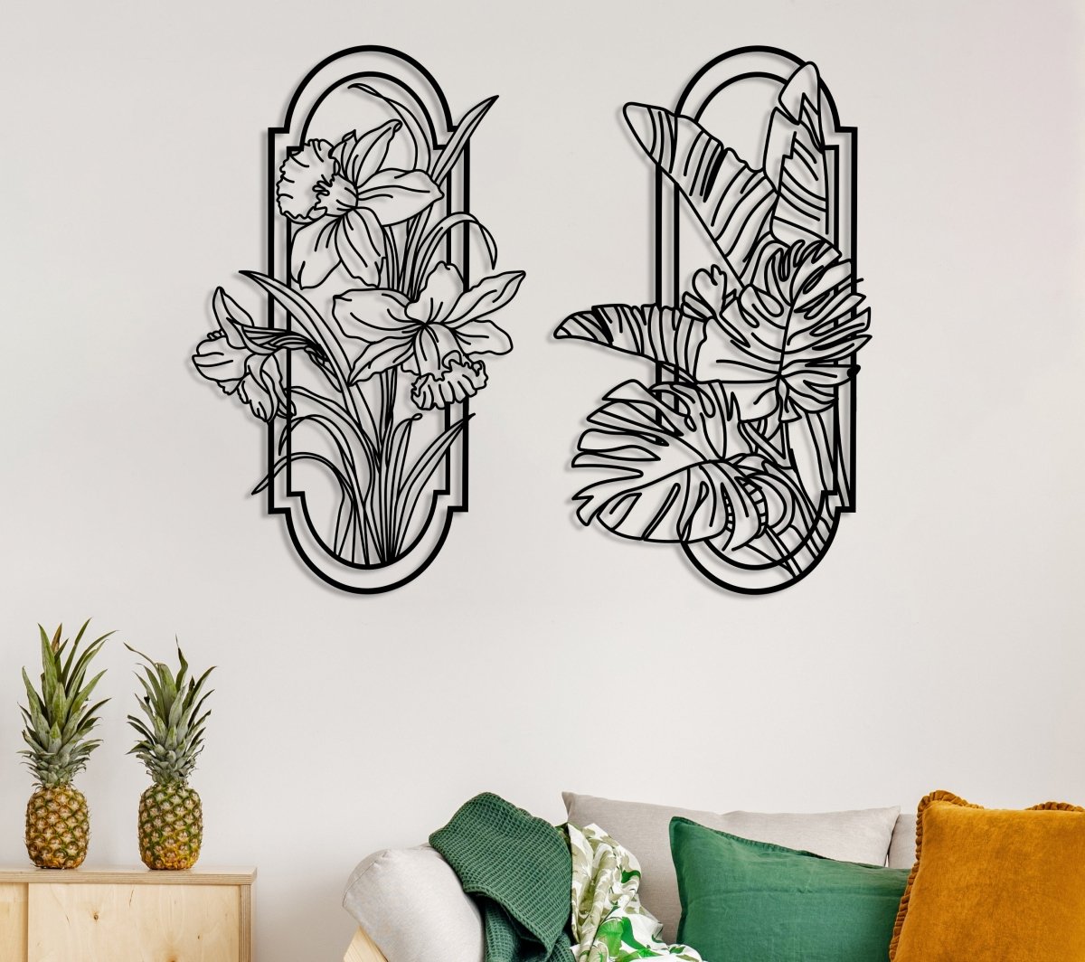 Metal Poppy Wall Decor (Set Of 2) - BrossHome Metal Wall Art