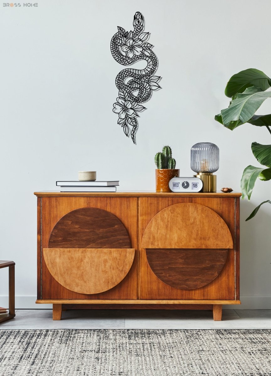 Metal Snake And Flowers Wall Decor - BrossHome Metal Wall Art