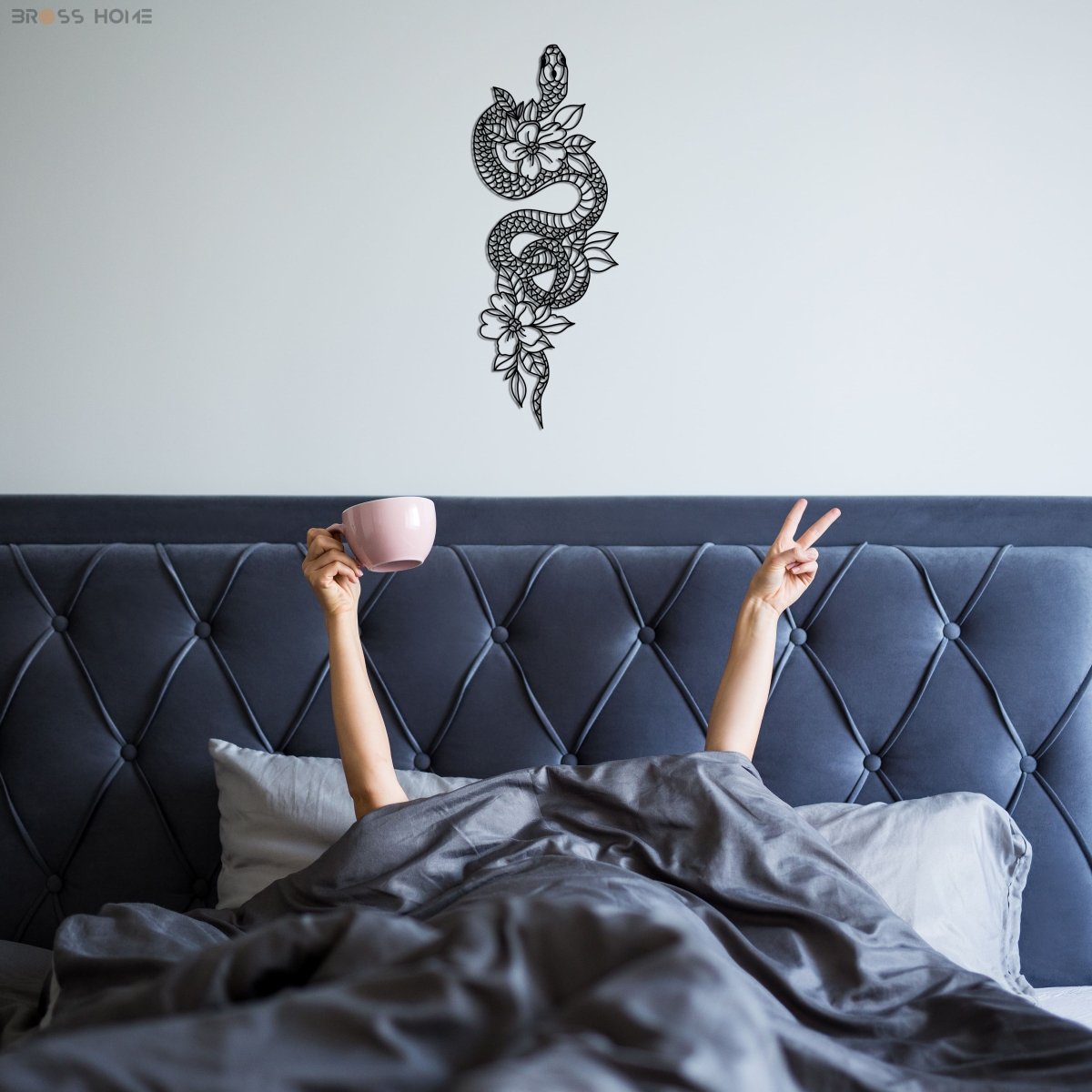 Metal Snake And Flowers Wall Decor - BrossHome Metal Wall Art