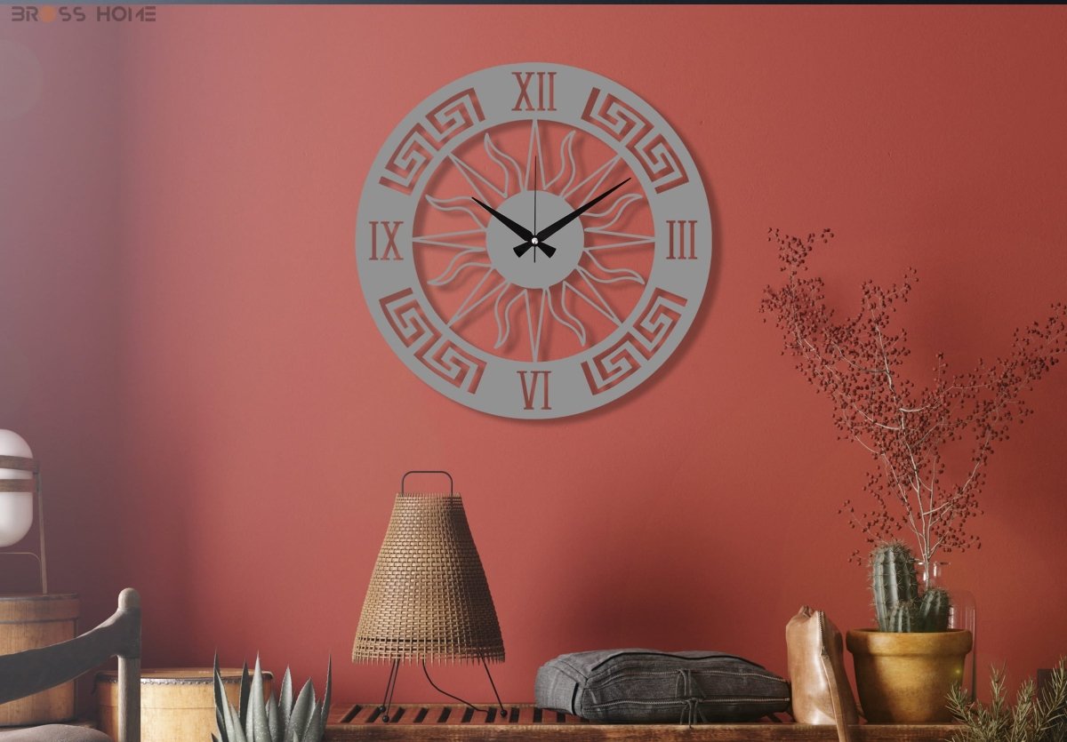 Metal Sun Wall Clock - BrossHome Metal Wall Art