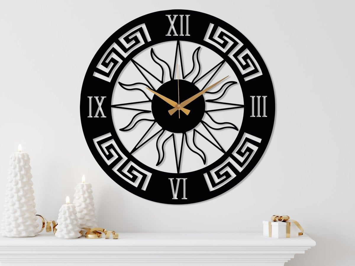 Metal Sun Wall Clock - BrossHome Metal Wall Art