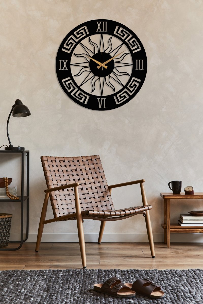 Metal Sun Wall Clock - BrossHome Metal Wall Art